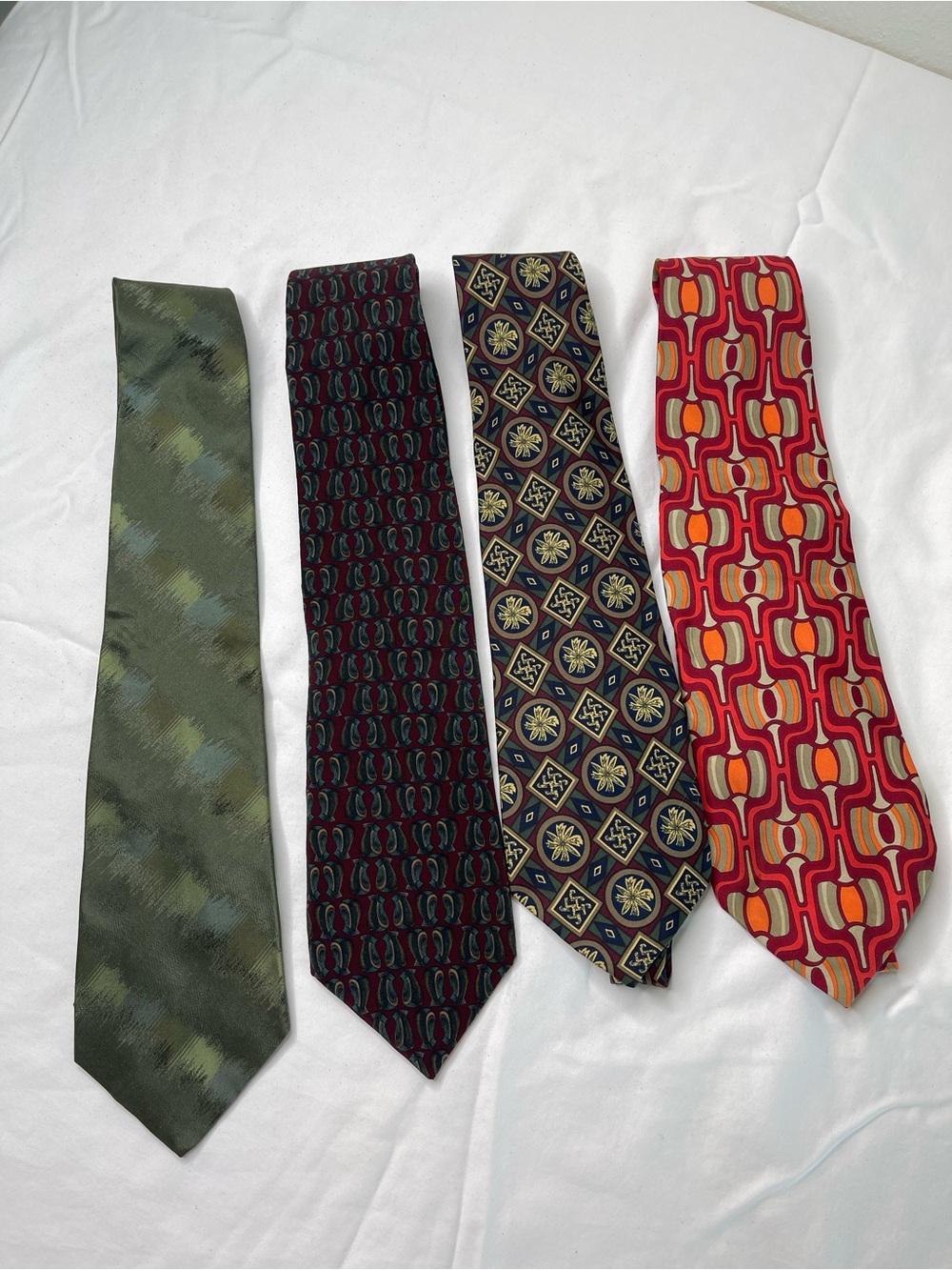 Set Of 4  Gucci Salvatore Ferragamo J Garcia Silk Tie Mens One Size Multicolor